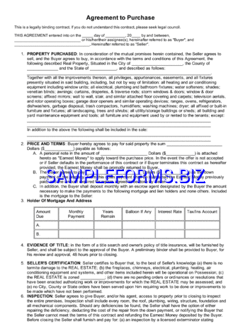 Pennsylvania Agreement to Purchase Real Estate Form pdf free